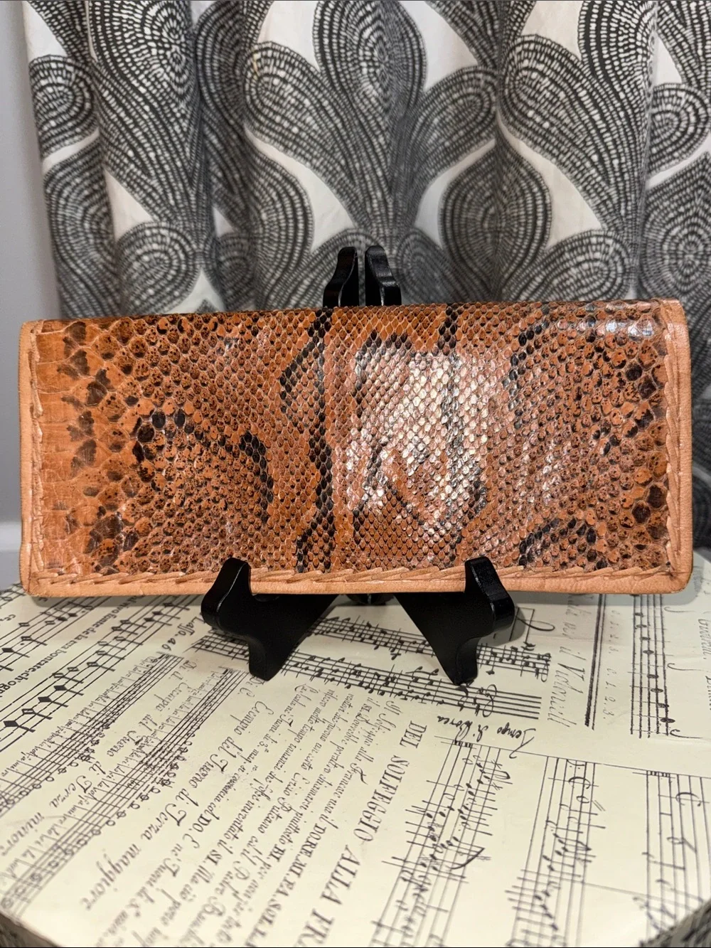 Vintage Genuine Snakeskin Leather Clutch Wallet Boho Western